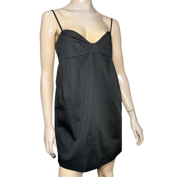 Robin Women’s Size 6 Black Wool Empire Waist Spaghetti Strap Jules Mini Dress - Picture 1 of 10
